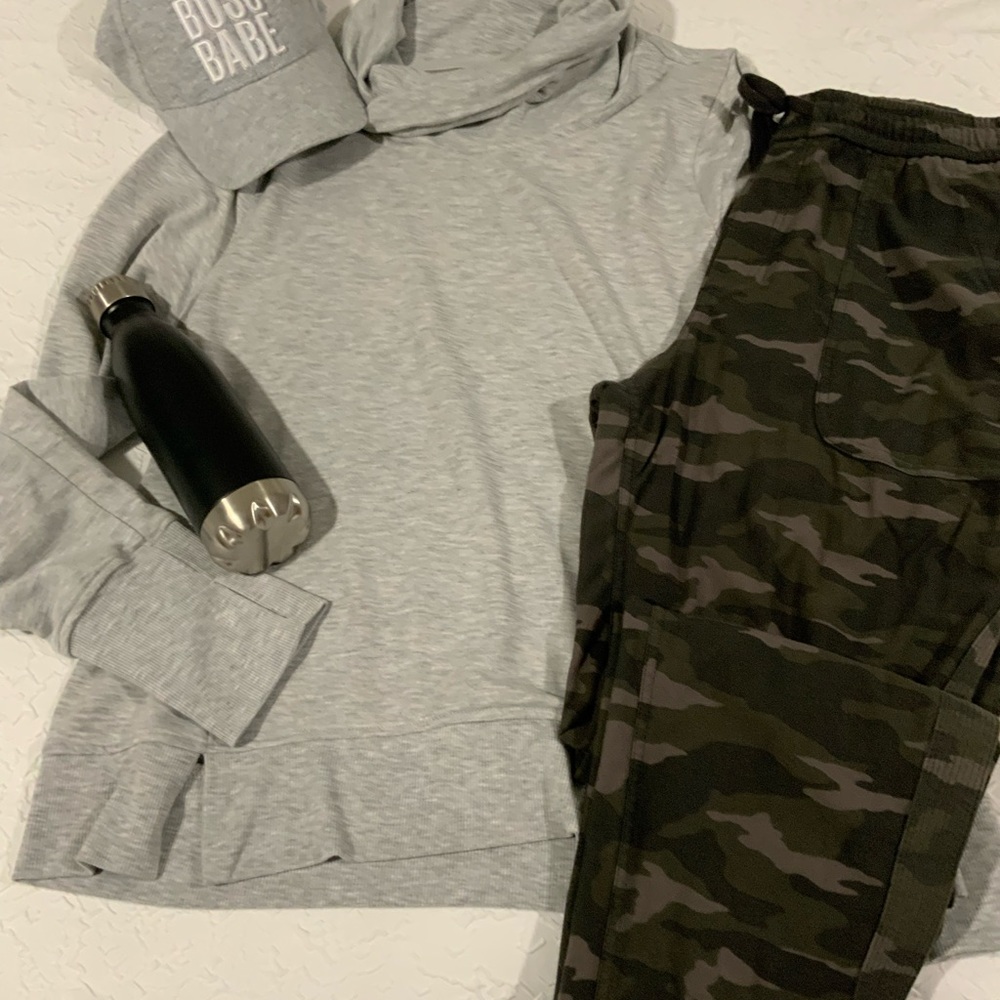 90 DEGREE BY REFLEX  |   HEATHER GRAY COWL NECK SWEATSHIRT TOP   |  XL